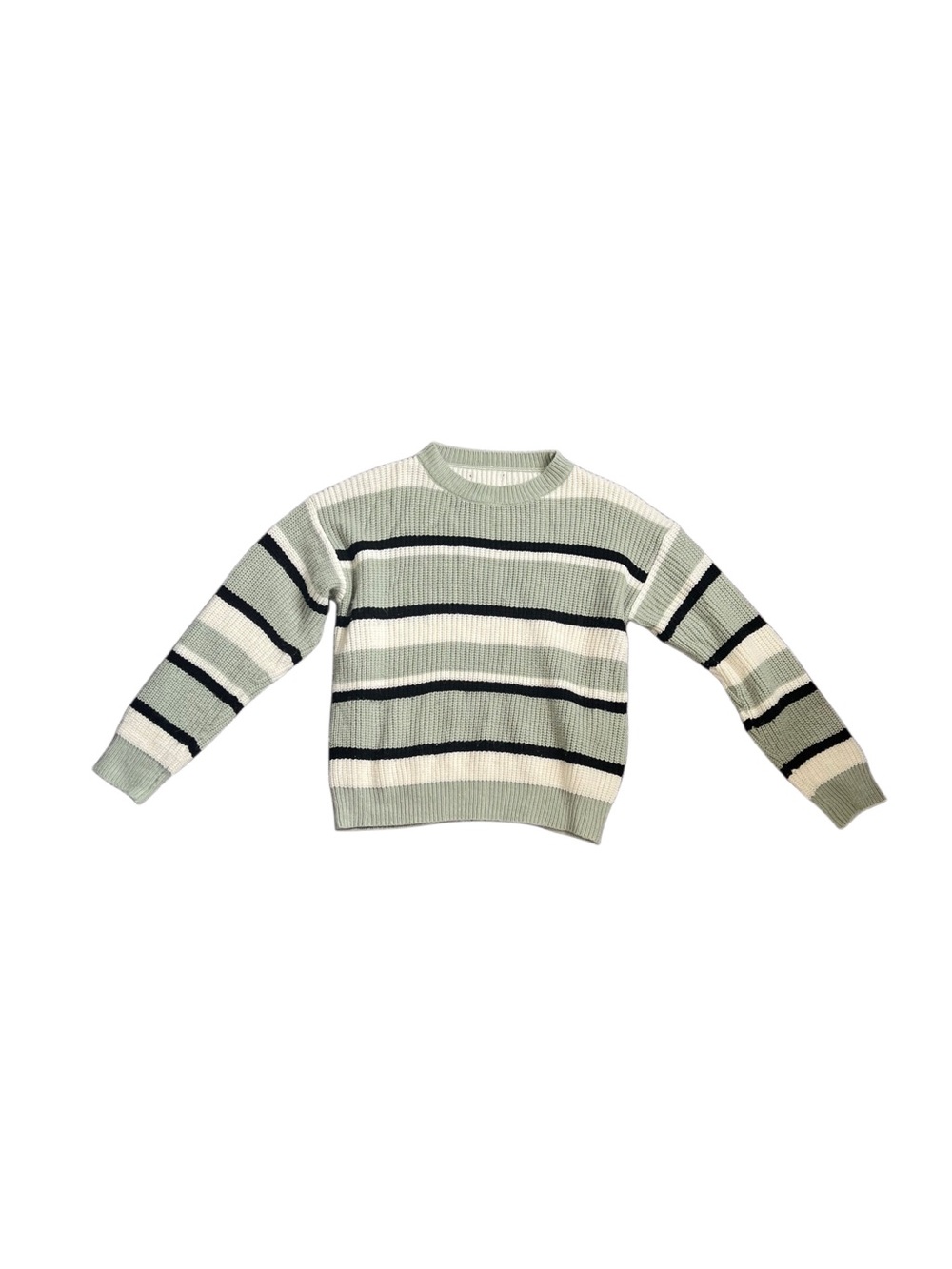 Mint Cable Knit Striped Sweater